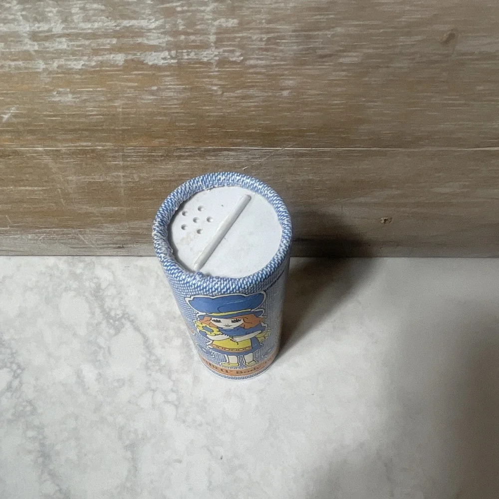 Tinkerbell Vintage Body Talc Powder Shaker Tin Can Blue Floral Girl Graphic